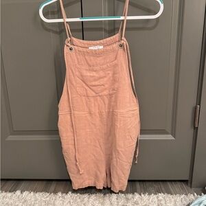 Peach Overalls with Front Pocket